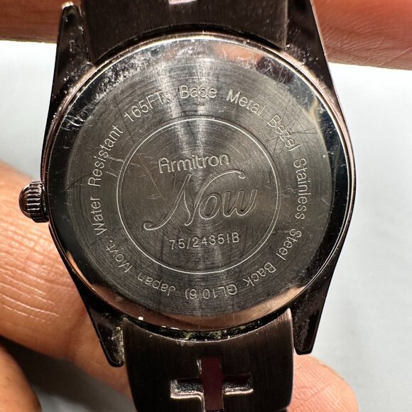 3/$30 Armitron Watch Women Metallic Brown Date Window Round Dial 8 Inch - Picture 6 of 16